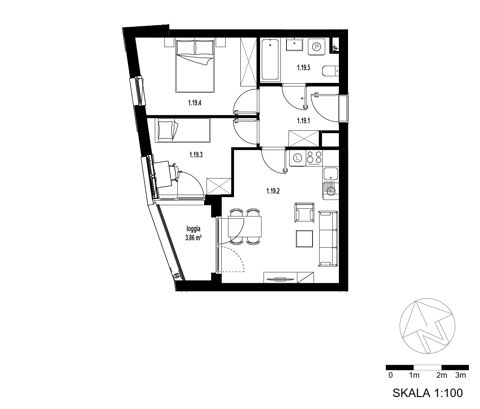 Plan 3 pok. 51m²