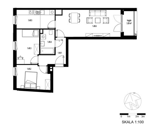 Plan 3 pok. 65m²