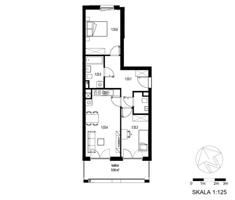Plan 3 pok. 61m²