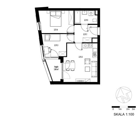 Plan 3 pok. 51m²