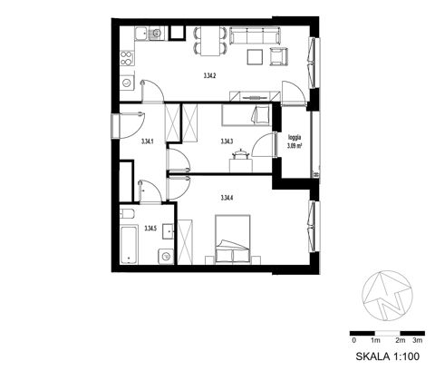 Plan 3 pok. 64m²