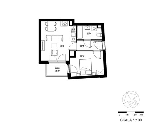 Plan 2 pok. 37m²