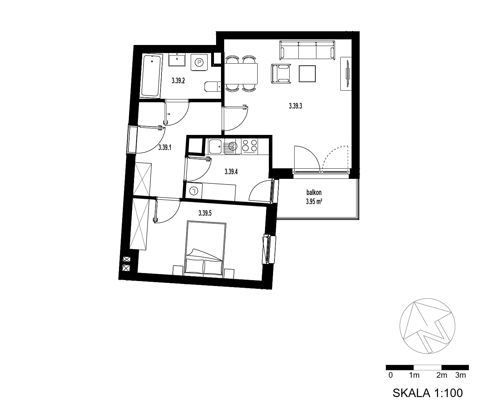 Plan 2 pok. 51m²