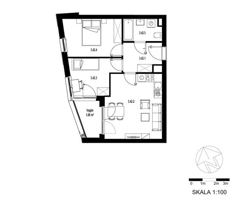 Plan 3 pok. 51m²