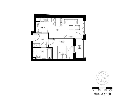 Plan 2 pok. 40m²