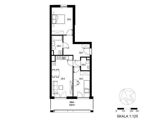 Plan 3 pok. 61m²