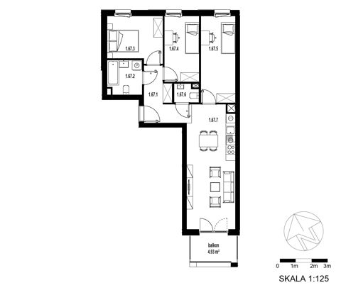 Plan 4 pok. 70m²