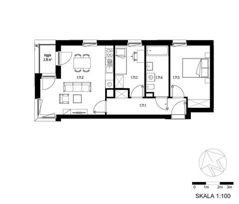 Plan 3 pok. 55m²