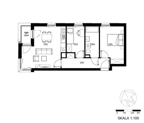 Plan 3 pok. 55m²