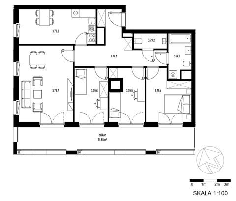 Plan 4 pok. 90m²
