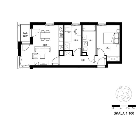 Plan 3 pok. 55m²