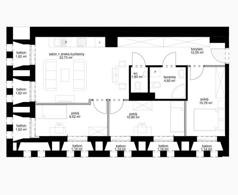 Plan 4 pok. 76m²