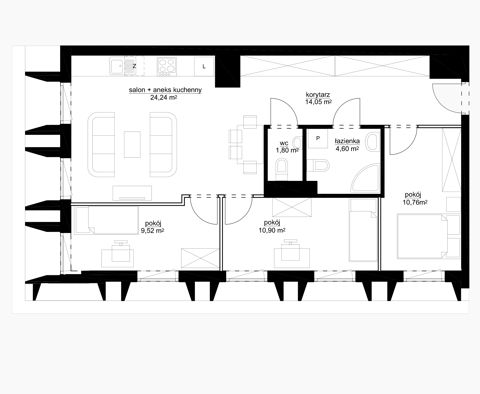 Plan 4 pok. 75m²