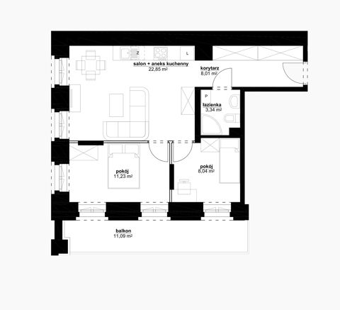 Plan 3 pok. 53m²