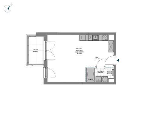 Plan 1 pok. 33m²