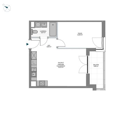 Plan 2 pok. 46m²