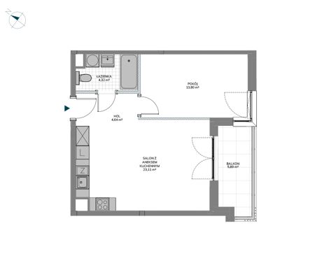 Plan 2 pok. 46m²