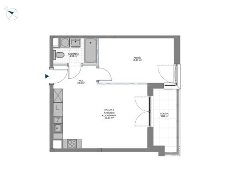 Plan 2 pok. 46m²