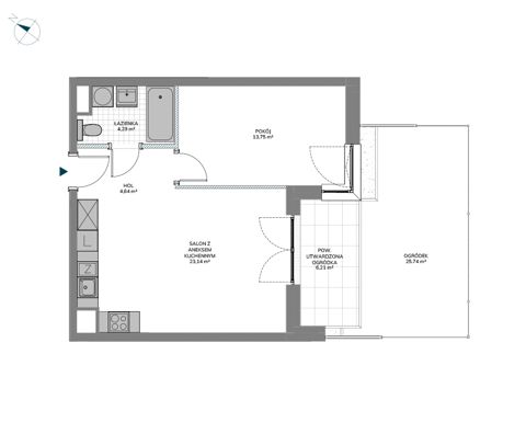 Plan 2 pok. 46m²