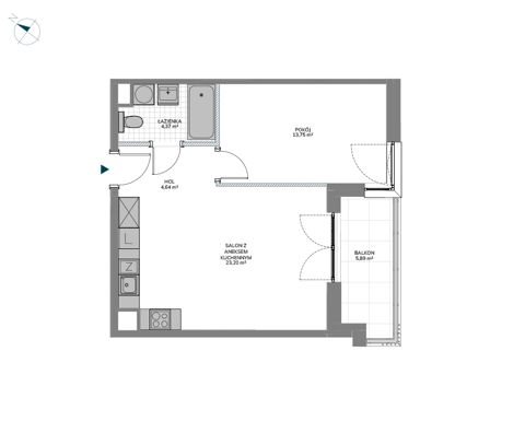 Plan 2 pok. 46m²