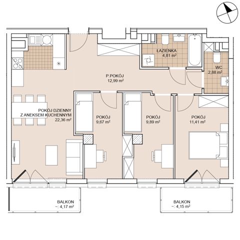 Plan 4 pok. 74m²