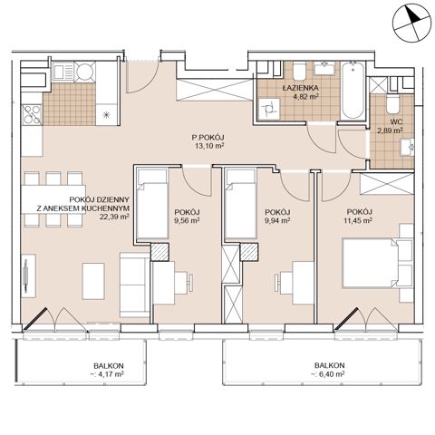Plan 4 pok. 74m²