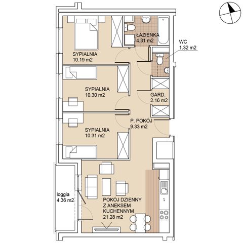 Plan 4 pok. 69m²