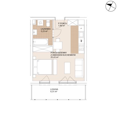 Plan 1 pok. 33m²