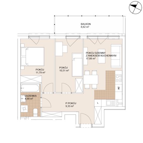 Plan 3 pok. 54m²