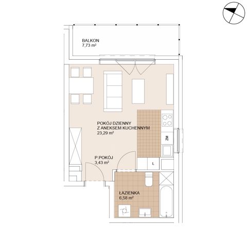 Plan 1 pok. 33m²