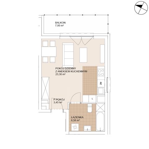 Plan 1 pok. 33m²