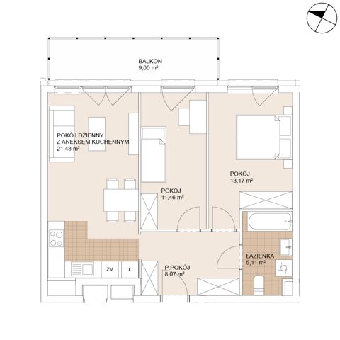 Plan 3 pok. 59m²