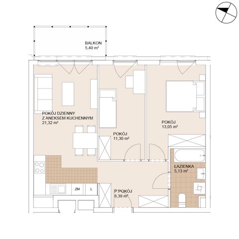 Plan 3 pok. 59m²