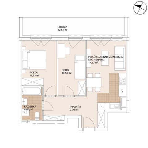 Plan 3 pok. 54m²