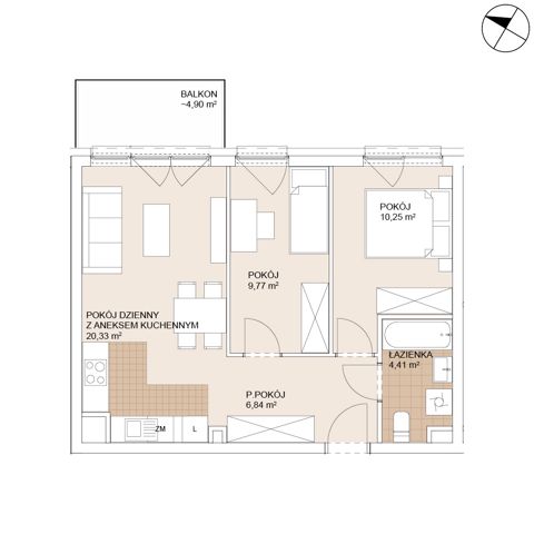 Plan 3 pok. 52m²