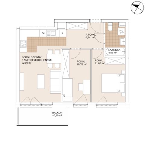 Plan 3 pok. 56m²