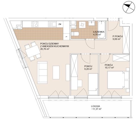Plan 3 pok. 61m²