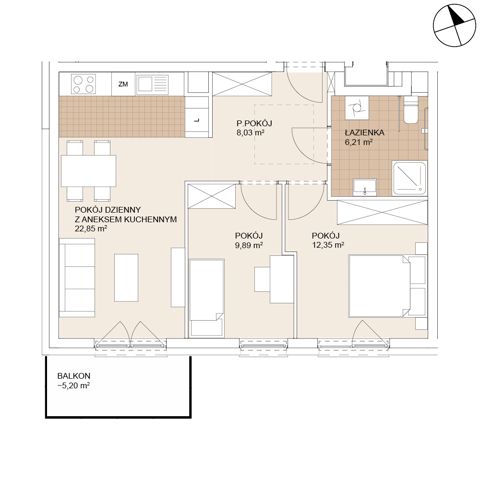 Plan 3 pok. 59m²
