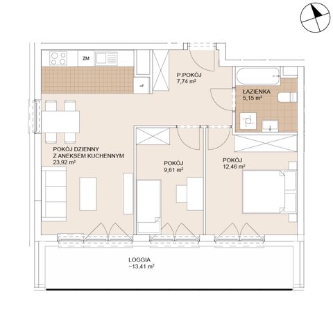 Plan 3 pok. 59m²