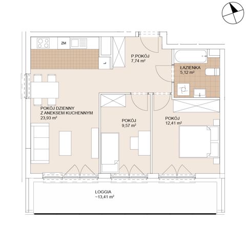 Plan 3 pok. 59m²