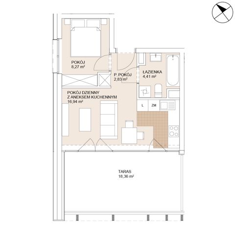 Plan 2 pok. 32m²