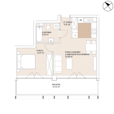 Plan 2 pok. 43m²