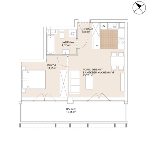 Plan 2 pok. 43m²