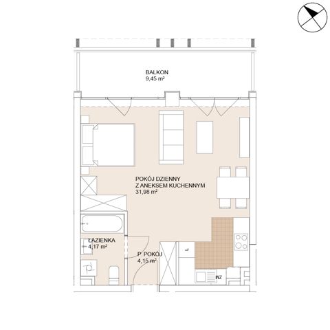 Plan 1 pok. 40m²