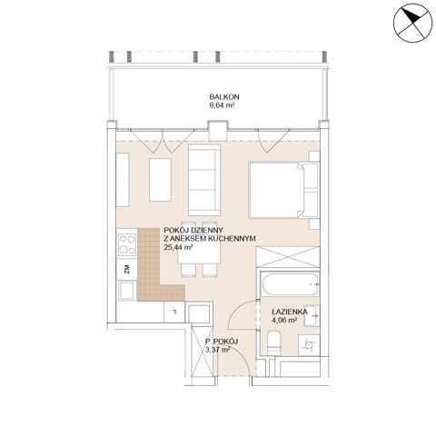 Plan 1 pok. 33m²
