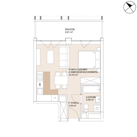 Plan 1 pok. 33m²