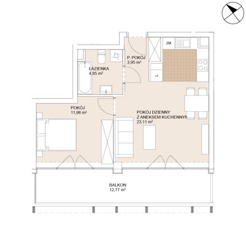 Plan 2 pok. 44m²