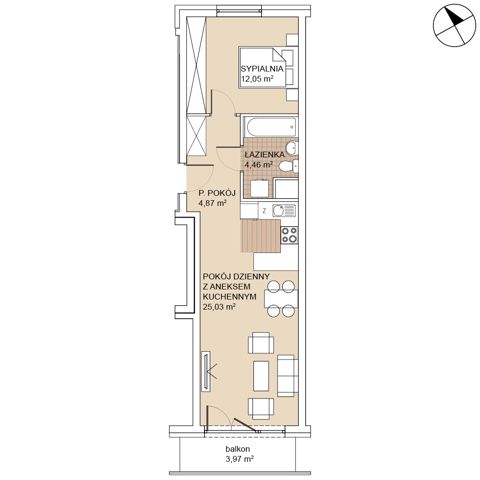 Plan 2 pok. 46m²