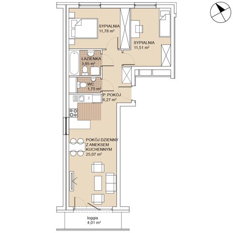 Plan 3 pok. 60m²