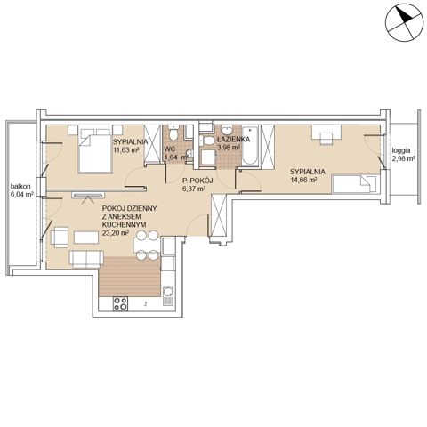 Plan 3 pok. 61m²